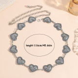 Bohemian Silver Heart Print Belt for Women Metal Accessory