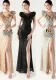 Sequined Ruffled Shoulder Sleeve Fishtail Slim Evening Dress for Formal Parties