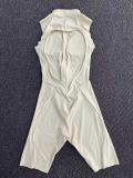 Spring Summer Hollow Sleeveless Zipper Yoga Sports and Fitness Jumpsuit