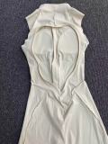 Spring Summer Hollow Sleeveless Zipper Yoga Sports and Fitness Jumpsuit