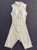 Spring Summer Hollow Sleeveless Zipper Yoga Sports and Fitness Jumpsuit