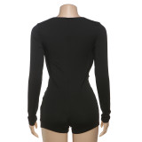 Women’s Streetwear Fashion Deep V-Neck Slim Fit Jumpsuit