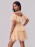 Women Spring Summer Off-shoulder Sexy Mesh Party Off Shoulder Mini Dress