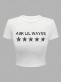Women Five-pointed Star Letter Crop Top
