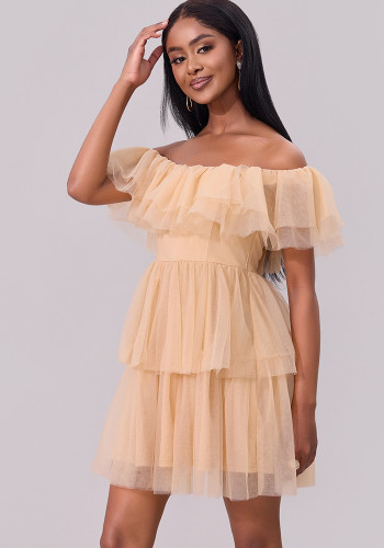Women Spring Summer Off-shoulder Sexy Mesh Party Off Shoulder Mini Dress