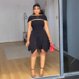 Women Elegant Irregular Strapless Dress