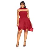 Women Elegant Irregular Strapless Dress