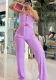 Women Halter Neck Crop Top and Wide Leg Pants Two-piece Set