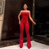 Women Sparkling Polka Dot Strapless Wide Leg Jumpsuit
