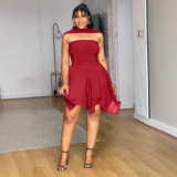 Women Elegant Irregular Strapless Dress