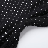 Women Sparkling Polka Dot Strapless Wide Leg Jumpsuit