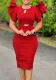 Women Summer Round Neck Ruffle Sleeve Diamond Hollow Bodycon Dress
