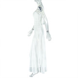 Women Solid Irregular Strapless Off Shoulder Lace-Up Maxi Dress