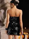 Women Party Beaded Sequin Mini Dress