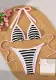 Women Striped Lace Sexy Bikini Swimsuit Two Pieces