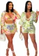 Women's Casual Printed Beach Bra Shirt & Shorts Three Piece Set