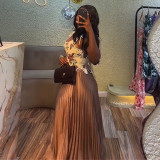 Women's Summer Sweet Print Slim-Waist Vest & High-Waist Pleated Skirt Two Piece Set