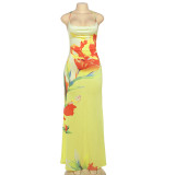 Women's Summer Fashion Print Sleeveless Low-Back Long Dress