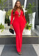 Women's Fashion Slim Elastic Sexy Solid Color Metal-Design Hollow Jumpsuit