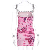Women's Summer Printed Sexy Straps Low-Back Slim-Waist Bodycon Dress