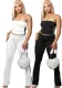 Women's Solid Color Sexy Strapless Top & Casual Pants Two Piece Set