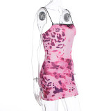 Women's Summer Printed Sexy Straps Low-Back Slim-Waist Bodycon Dress