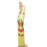 Women's Summer Fashion Print Sleeveless Low-Back Long Dress