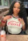 Women's Fashion Slim Elastic Sexy Print Round-Neck Contrast Color T-Shirt