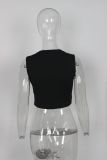 Women's Summer Street Fashion Print Round-Neck Sleeveless T-Shirt