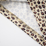 Women's Spring/Summer Leopard Lace-up Strap Low-Back Short Jumpsuit