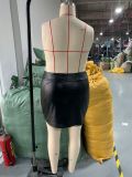 High-Waist Bodycon PU Leather Mini Skirt