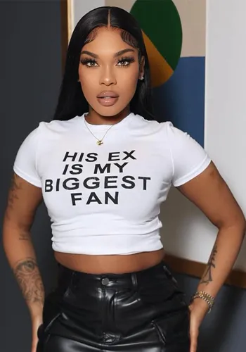 Women's Sexy Fashion Letter-Print Short-Sleeve T-Shirt