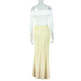 Women's Chic Elegant Irregular Off-Shoulder Long-Sleeve Long Dress