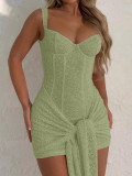 Women's Sexy V-Neck Lace-Up Patchwork Straps Bodycon Dress