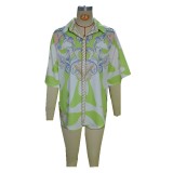Women's Casual Printed Beach Bra Shirt & Shorts Three Piece Set