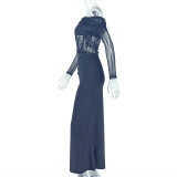Women's Chic Elegant Irregular Off-Shoulder Long-Sleeve Long Dress
