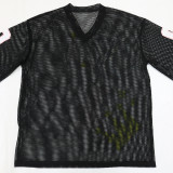 Sexy V-Neck Mesh See-Through Letter-Print Loose T-Shirt