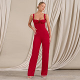 Women's Sexy Lace-Up V-Neck Jumpsuit