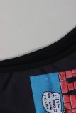 Women's Summer Street Fashion Print Round-Neck Sleeveless T-Shirt