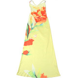 Women's Summer Fashion Print Sleeveless Low-Back Long Dress
