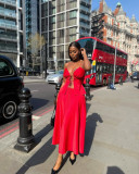 Women's Summer Sexy Lace-Up Straps Top & High-Waist Skirt Two Piece Set