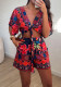 Women's Summer Print Elastic-Waist Shorts & Top Two Piece Set