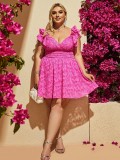 Plus Size Women Holidays Ruffle Dress