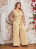 Plus Size Women Spring and Summer Jumpsuit Two-Piece Set