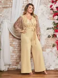 Plus Size Women Spring and Summer Jumpsuit Two-Piece Set