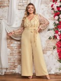 Plus Size Women Spring and Summer Jumpsuit Two-Piece Set