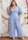 Plus Size Women Summer Short Sleeve Jumpsuit