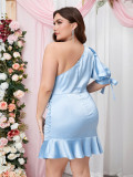 Plus Size Women One Shoulder Bodycon Dress