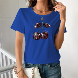 Plus Size Women Floral Print Short Sleeve Round Neck T-shirt