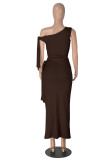 Women Summer Slash Shoulder Sleeveless Top And Skirt 2-piece set